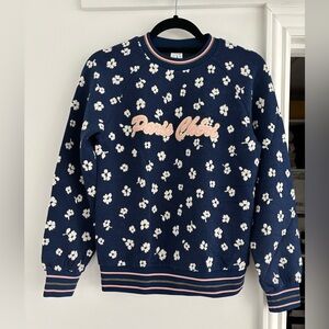& Other Stories Navy Floral Crew Neck Sweater